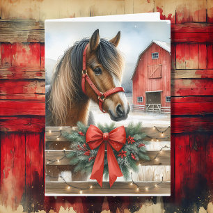 Tarjeta Navidades de caballos y bares rusos rojos