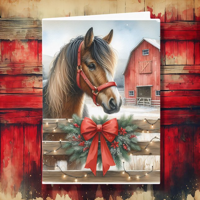 Tarjeta Navidades de caballos y bares rusos rojos (Subido por el creador)