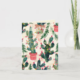 Tarjeta navidades de cactus coloridos y divertidos saludo