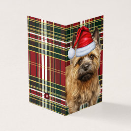 Tarjeta Navidades de Cairn Terrier Dog Red Plaid