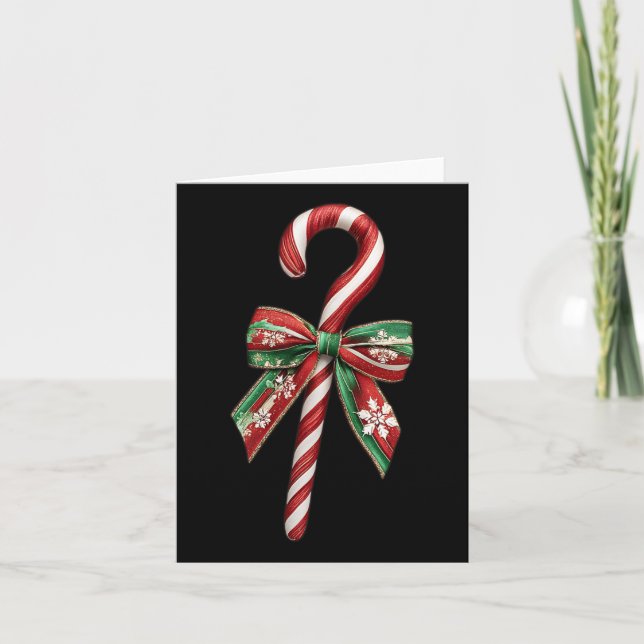 Tarjeta Navidades de Candy Cane Bow Navidades de Peppermin (Anverso)
