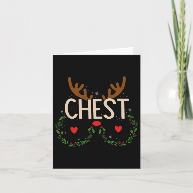 Tarjeta Navidades de castañas de pecho de reno que coincid (Anverso)