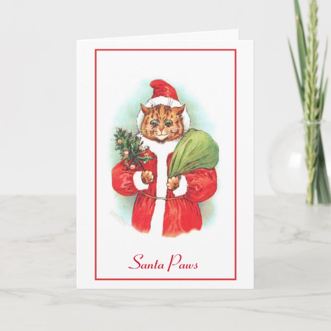 Tarjeta Navidades de Cat Santa por Louis Wain (Anverso)