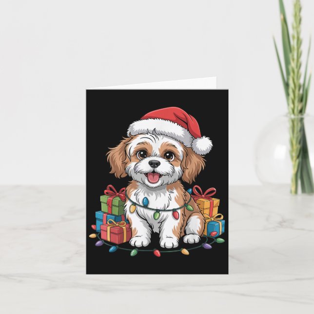 Tarjeta Navidades de Cavachon navidad diseño divertido amo (Anverso)