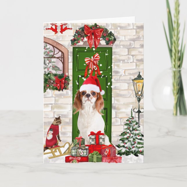 Tarjeta Navidades de Cavalier King Dog (Anverso)