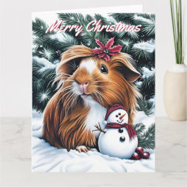 Tarjeta Navidades de cerdo y snowman de Guinea