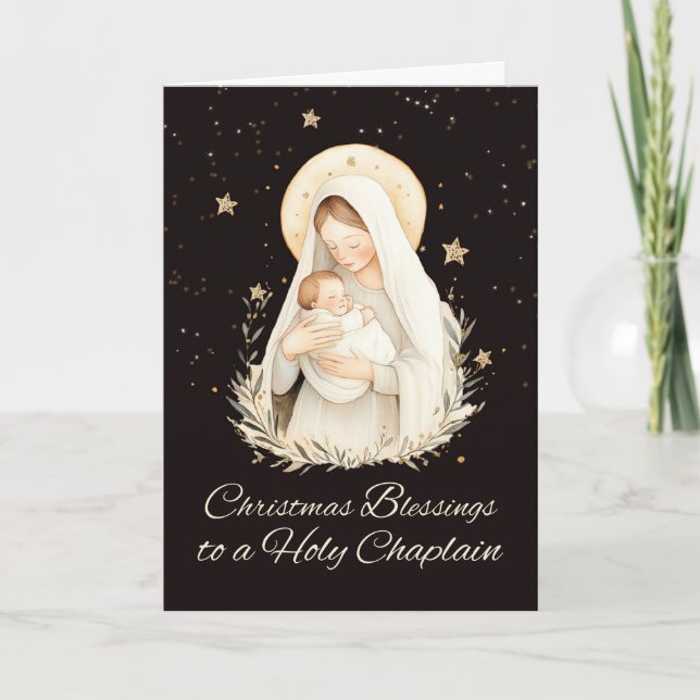 Tarjeta Navidades de Chaplain bendicen a Madonna y a su hi (Anverso)