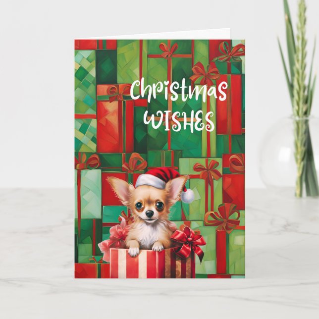 Tarjeta Navidades de Chihuahua desean y besos (Anverso)