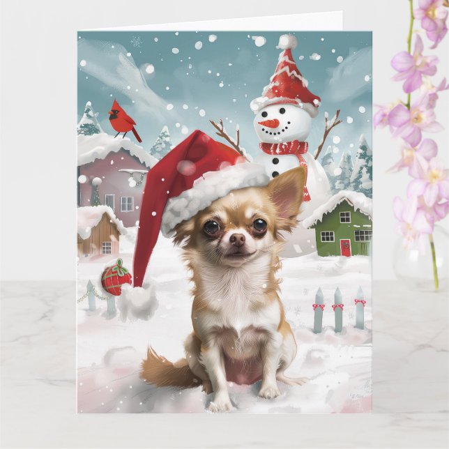 Tarjeta Navidades de Chihuahua Winter Wonderland disfrutan (Orquídea)