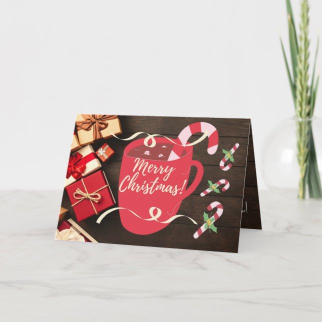 Tarjeta Navidades de chocolate caliente beben Navidades (Anverso)
