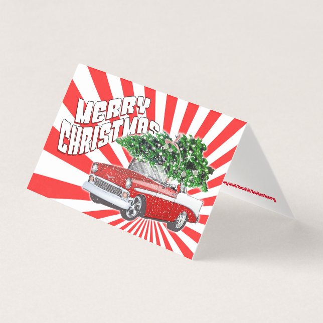 Tarjeta Navidades de coches clásicos de personalizable Vin (Anverso)
