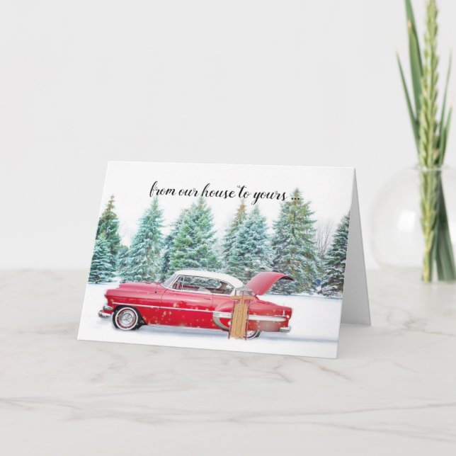 Tarjeta Navidades de coches clásicos personalizado de la e (Anverso)