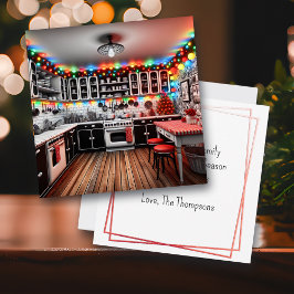 Tarjeta Navidades de cocina retro de vacaciones en Kitsch