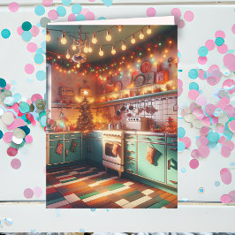 Tarjeta Navidades de cocina retro de vacaciones en Kitsch