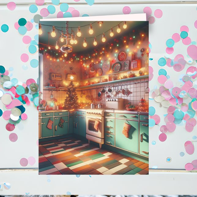 Tarjeta Navidades de cocina retro de vacaciones en Kitsch (Subido por el creador)