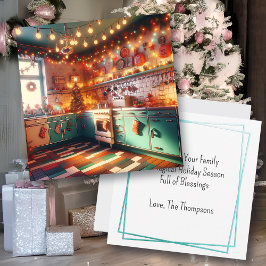 Tarjeta Navidades de cocina retro de vacaciones en Kitsch