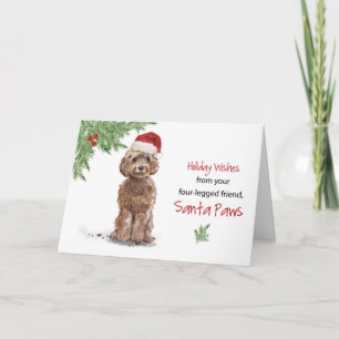 Tarjeta Navidades de Cockapoo marrón de perro en el gracio