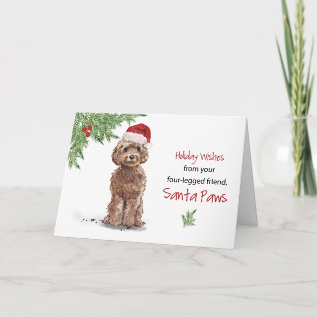 Tarjeta Navidades de Cockapoo marrón de perro en el gracio (Anverso)