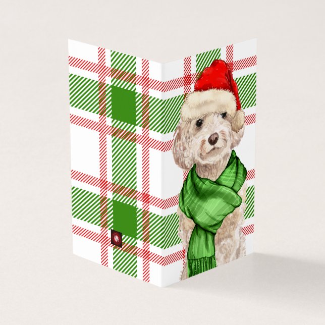 Tarjeta Navidades de Cockapoo Vacaciones de trenzas rojas  (Exterior)