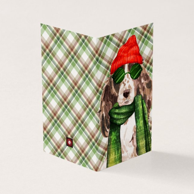 Tarjeta Navidades de Cocker Spaniel Green Holiday Plate (Exterior)