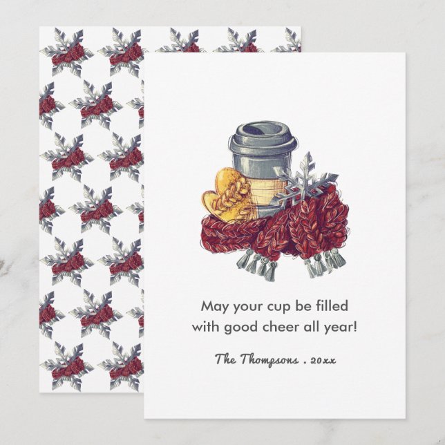 Tarjeta Navidades de Coffee Lover saludan (Anverso / Reverso)