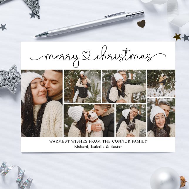 Tarjeta Navidades de Collage de fotos de caligrafía modern (Subido por el creador)