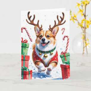 Tarjeta Navidades de Corgi Dog saludan