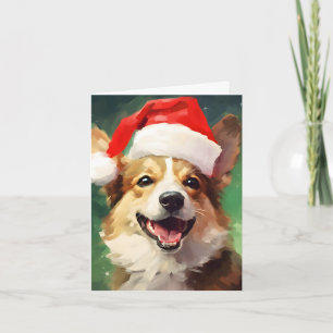 Tarjeta Navidades de Corgi pinchan arte de pintura