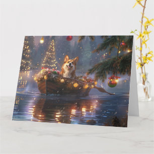 Tarjeta Navidades de Corgi Voyage festivo