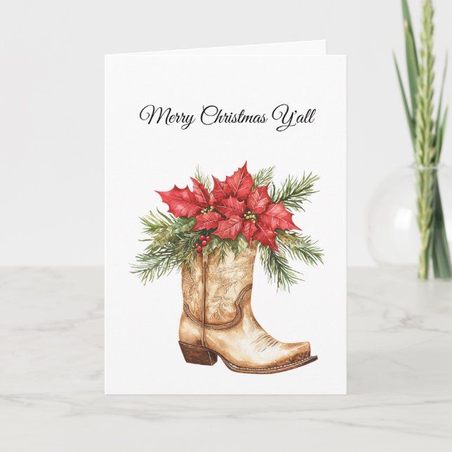 Tarjeta Navidades de Cowboy Boot del Oeste (Anverso)