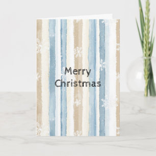Tarjeta Navidades De Crema Azul Tiran Copos De Nieve