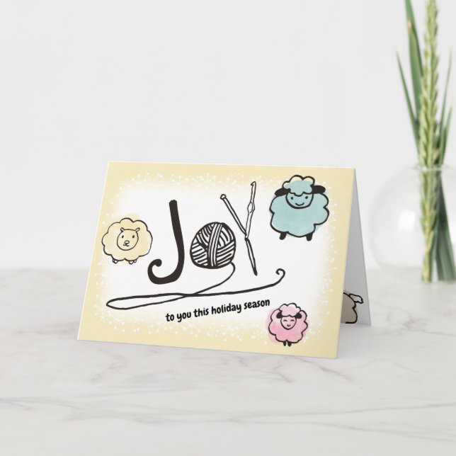 Tarjeta Navidades de crochet de lana jarrón (Anverso)