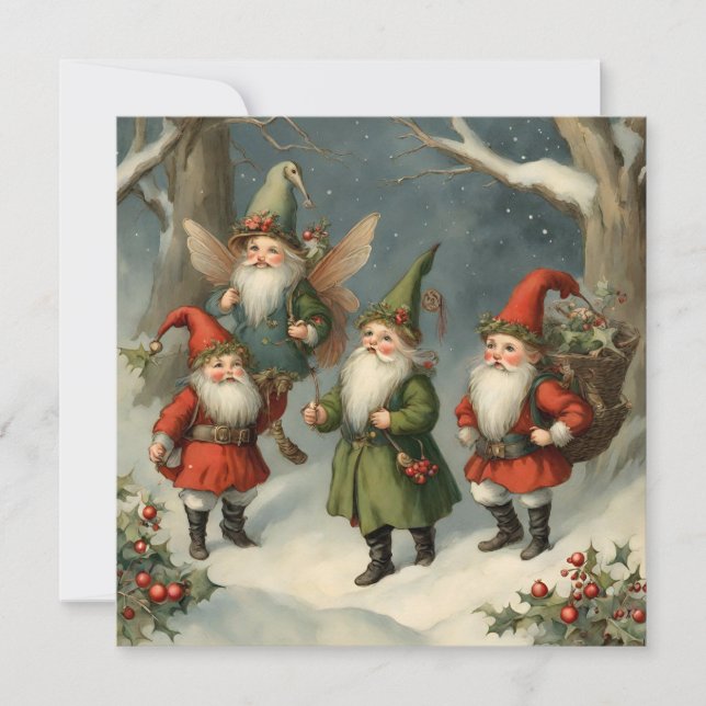 Tarjeta Navidades de cuentos de hadas añejos en el bosque (Anverso)
