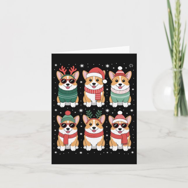 Tarjeta Navidades de Cute Corgi Santa Hat (Anverso)