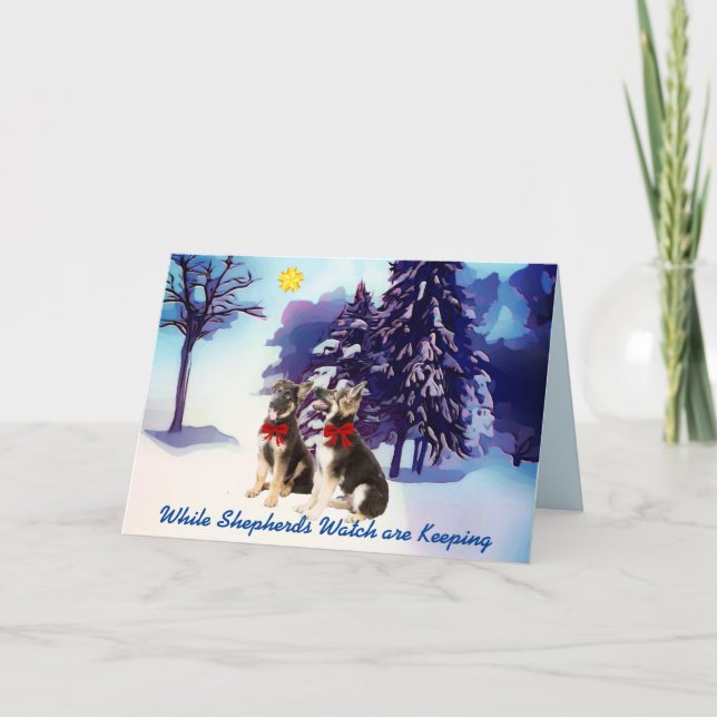 Tarjeta Navidades de Cute German Shepherd Pups (Anverso)