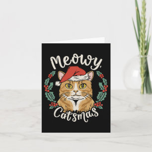 Tarjeta Navidades de Cute Kitten Santa Hat Meowy Catmas Ho