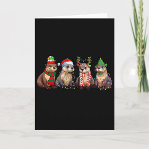 Tarjeta Navidades de Cute Otter Pajama Diversión Xmas Luce