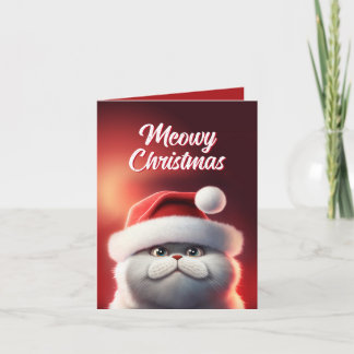 Tarjeta Navidades de Cute Santa Cat Meowy