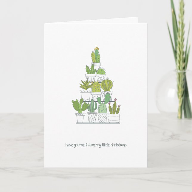 Tarjeta Navidades De Cute Succulent Y Cactus (Anverso)