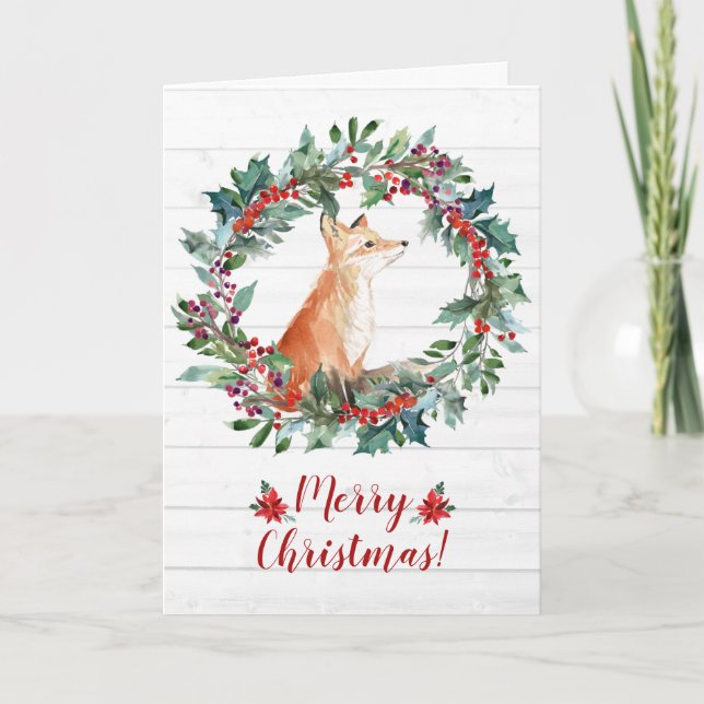 Tarjeta Navidades de Cute Woodland Fox (Anverso)