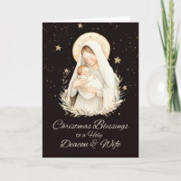 Navidades de diácono y esposa bendiciendo a Madonn
