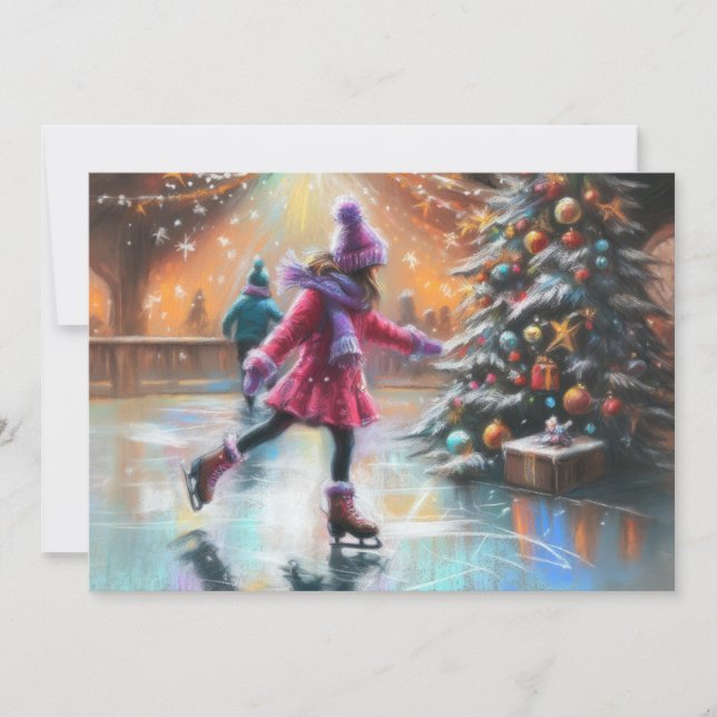 Tarjeta Navidades de dibujo de paquetería dura Patinaje so (Anverso)