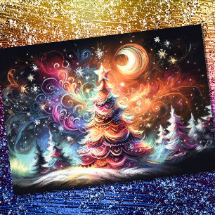 Tarjeta Navidades de dibujo de pastel duro Árboles festivi