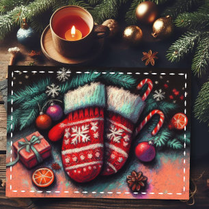 Tarjeta Navidades de dibujo de pastel duro Mitones de vaca