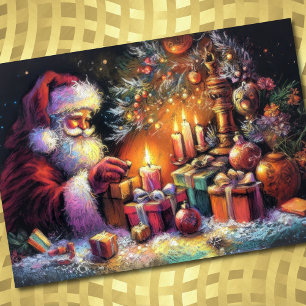 Tarjeta Navidades de dibujo del Pastel duro celebran Santa