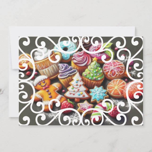 Tarjeta Navidades de dibujo del pastel duro Motif Holiday  (Anverso)