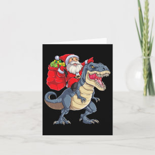 Tarjeta Navidades de Dinosaur T Rex Santa Boys Chicas Navi