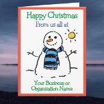 Tarjeta Navidades de diseño de Snowman Business o Organiza<br><div class="desc">Feliz Navidad a un arquitecto. Divertido personalizado de un muñeco de nieve bajo el sol invernal. Añadir un mensaje del remitente.</div>