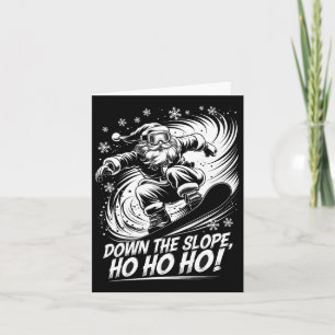 Tarjeta Navidades de Down Slope Ho Ho Ho Ho Santa Snowboar
