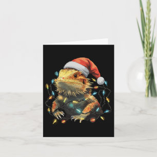 Tarjeta Navidades de dragón con barba alumbran Santa Hat X